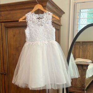 Elegant JJ’s House White Lace flower girl Dress